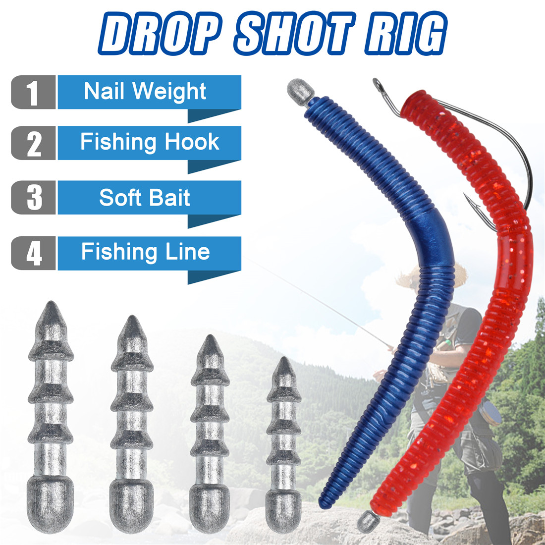 60PCS Nail weights Worm Fishin - đánh giá và giá Fishing Equipment Used